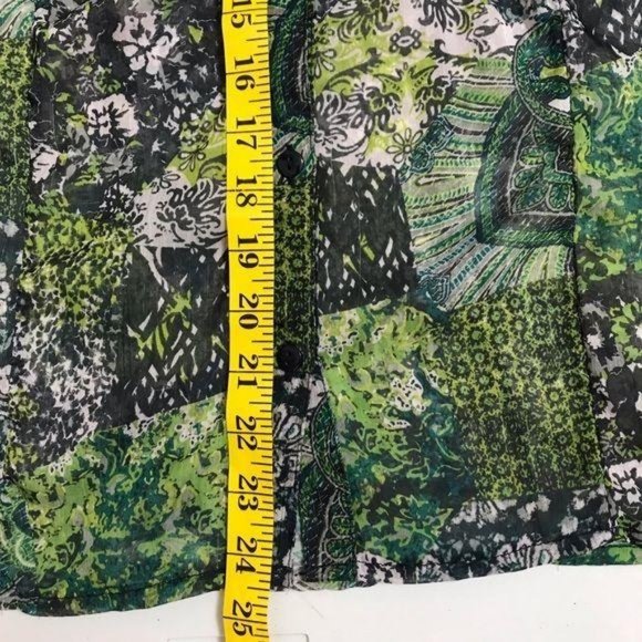 Christopher & Banks Green Small Floral Sheer Top - Picture 6 of 9